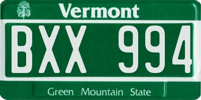 VT license plate BXX994
