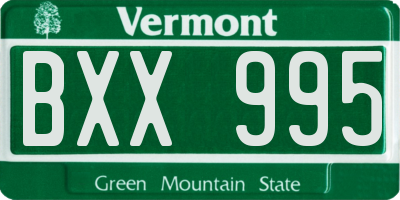 VT license plate BXX995