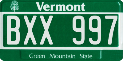 VT license plate BXX997
