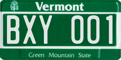 VT license plate BXY001