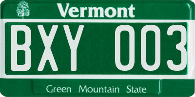 VT license plate BXY003