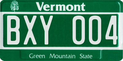VT license plate BXY004
