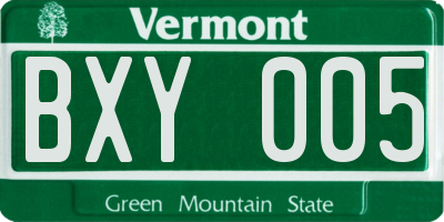 VT license plate BXY005