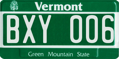 VT license plate BXY006