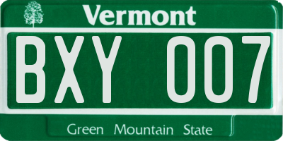 VT license plate BXY007
