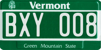 VT license plate BXY008