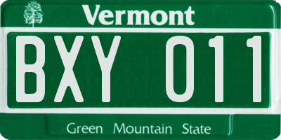 VT license plate BXY011