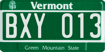 VT license plate BXY013