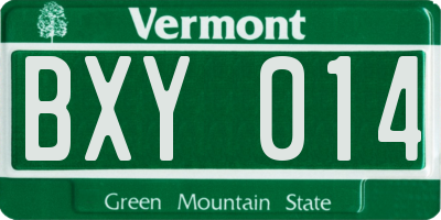 VT license plate BXY014