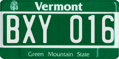 VT license plate BXY016