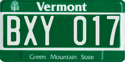 VT license plate BXY017