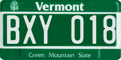 VT license plate BXY018