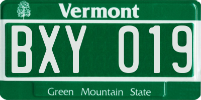 VT license plate BXY019