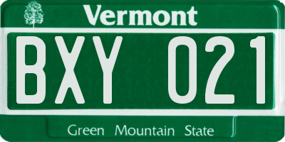 VT license plate BXY021