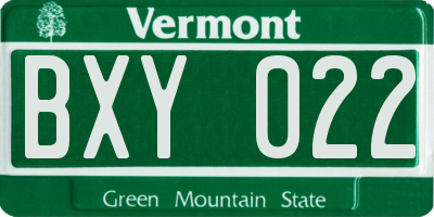 VT license plate BXY022