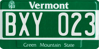 VT license plate BXY023