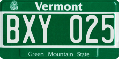 VT license plate BXY025