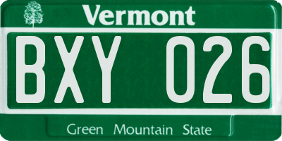 VT license plate BXY026