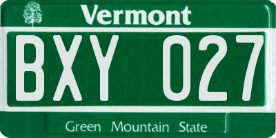 VT license plate BXY027