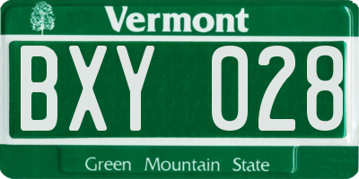 VT license plate BXY028