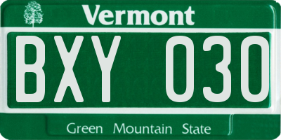 VT license plate BXY030