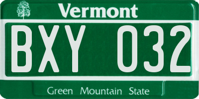 VT license plate BXY032