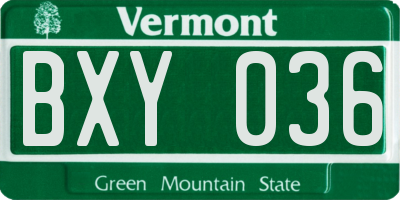VT license plate BXY036
