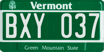 VT license plate BXY037