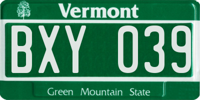 VT license plate BXY039