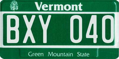 VT license plate BXY040