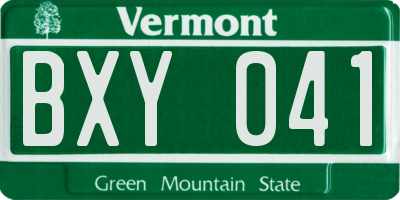 VT license plate BXY041