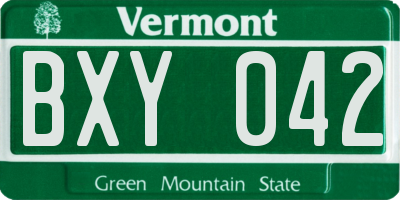 VT license plate BXY042