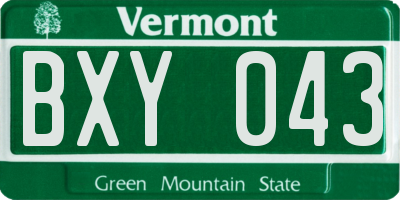 VT license plate BXY043