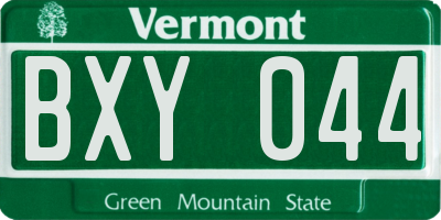 VT license plate BXY044