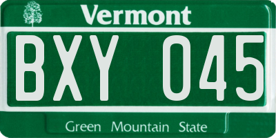 VT license plate BXY045