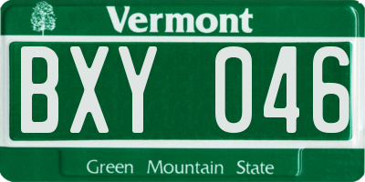 VT license plate BXY046
