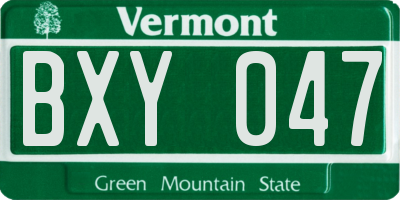 VT license plate BXY047