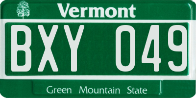 VT license plate BXY049