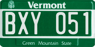 VT license plate BXY051