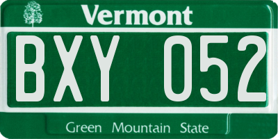 VT license plate BXY052