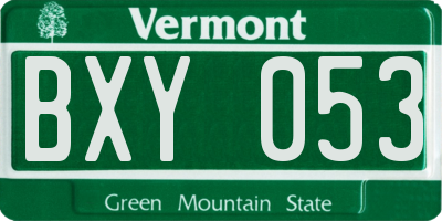 VT license plate BXY053