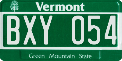 VT license plate BXY054