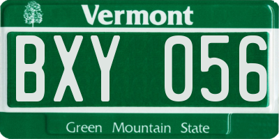 VT license plate BXY056