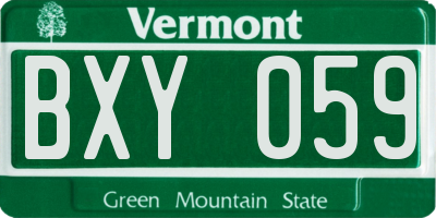 VT license plate BXY059