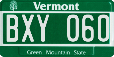 VT license plate BXY060