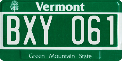 VT license plate BXY061