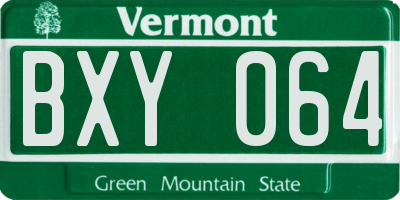 VT license plate BXY064