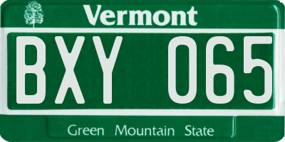 VT license plate BXY065