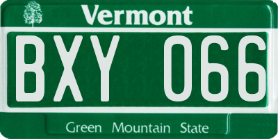 VT license plate BXY066