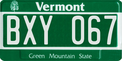 VT license plate BXY067